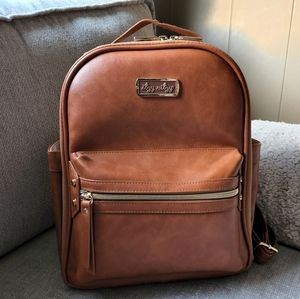 Itzy Ritzy Mini Diaper Backpack Bag Cognac Gold Hardware